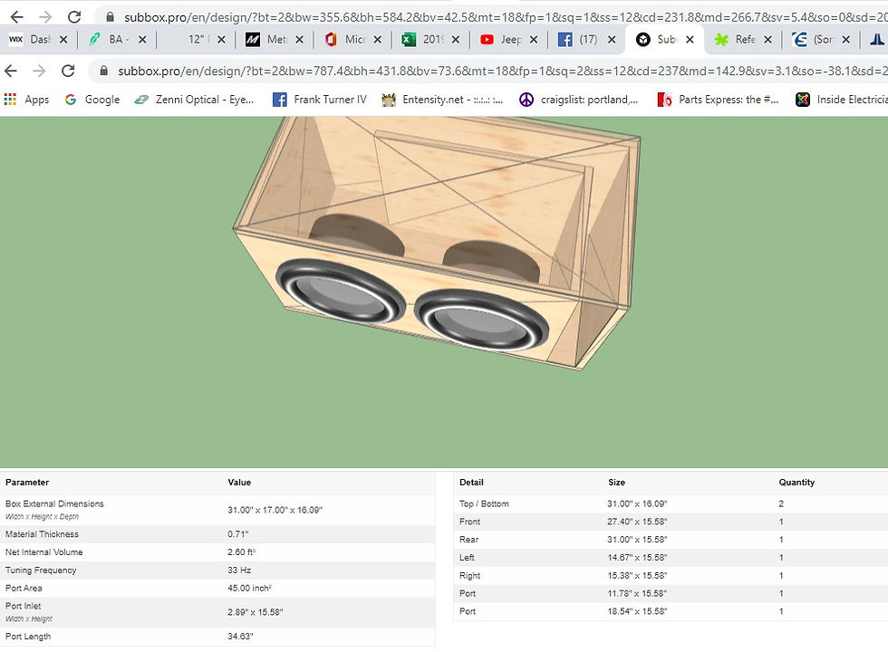 Thumbnail: 12" Ported Enclosure 2.6 cubic feet @ 33hz slot port