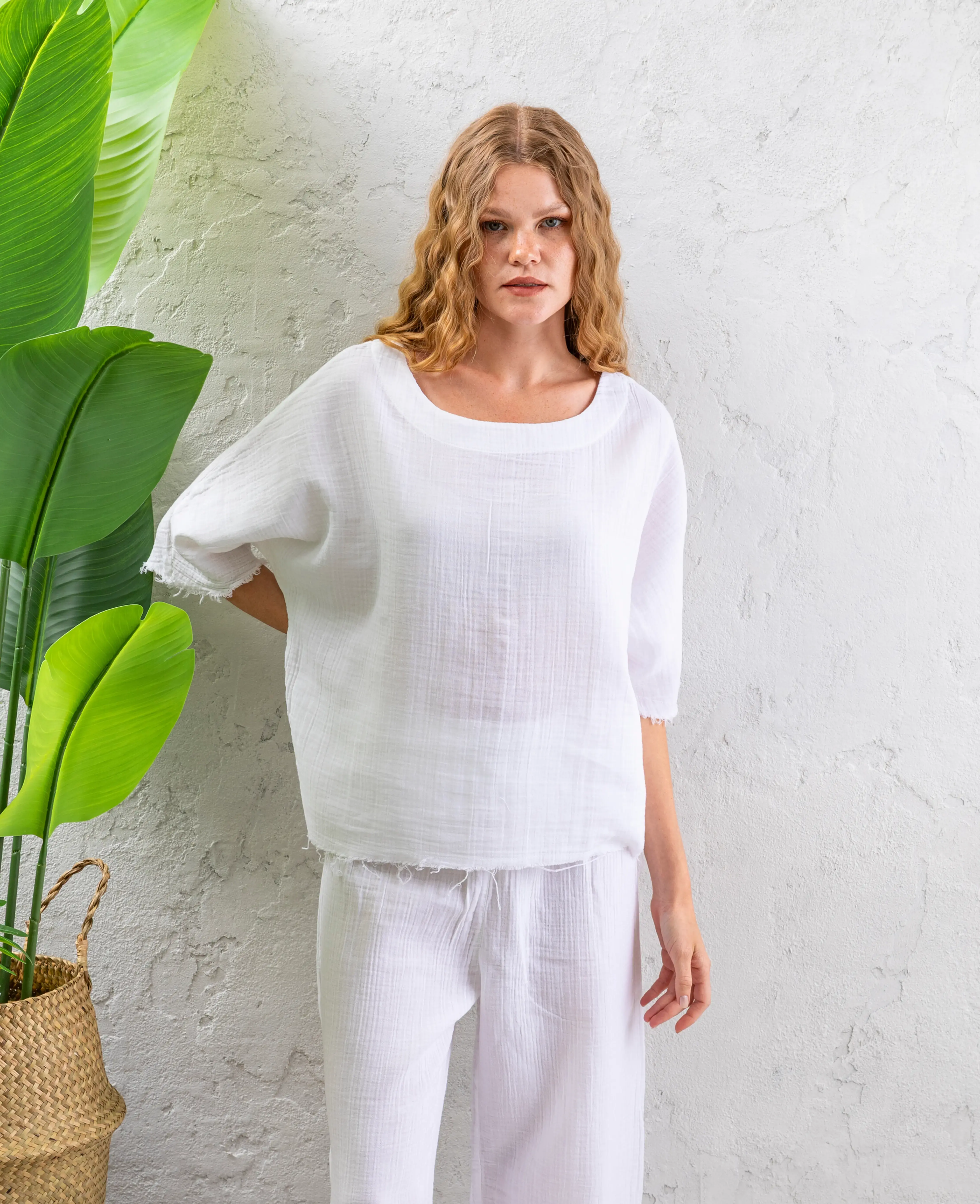 Müslin Saçaklı Bluz