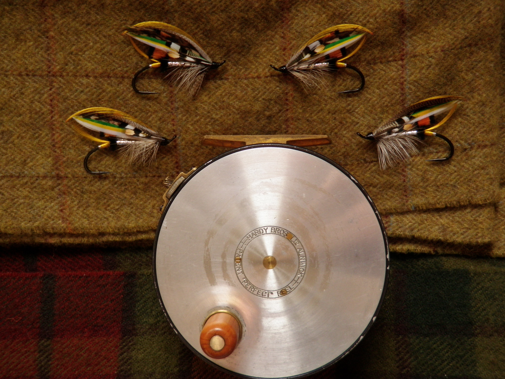 Salmon flies on reel