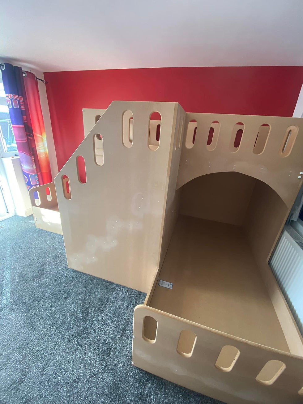 Thumbnail: L shape triple bunk bed back view