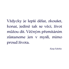 Je to úžasný pocit dělat věci, o kterých přemítáme, máme je v hlavě, odsouváme.