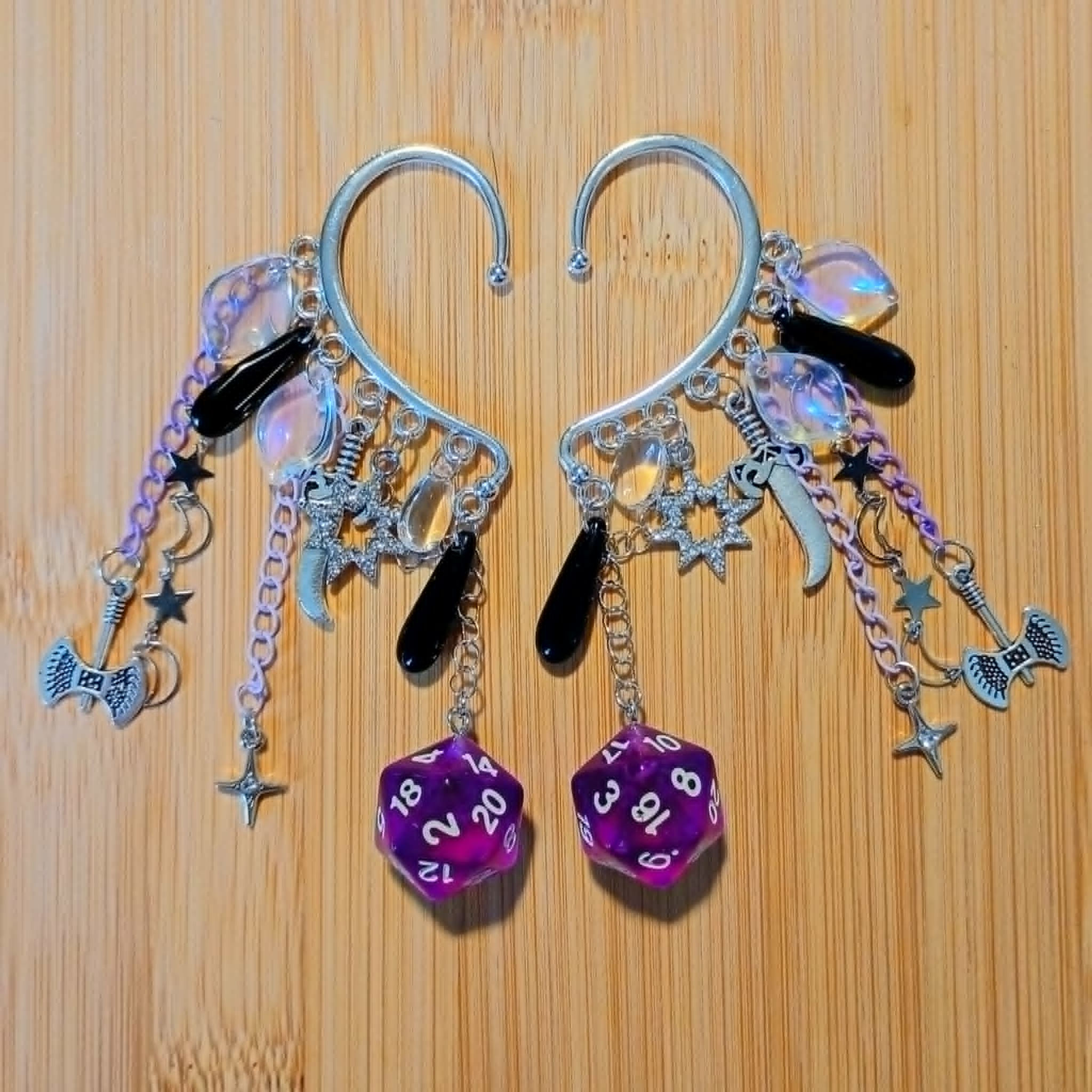 D20 Ear Cuffs - Blackberry Barbarian