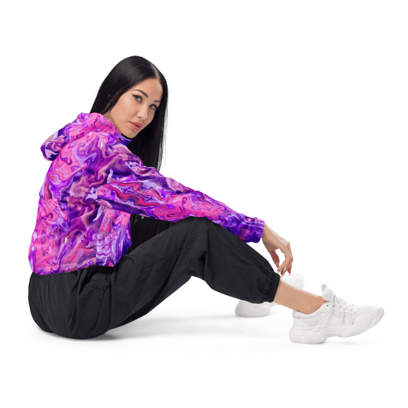 Thumbnail: "Amethyst" All Over Print Women's Cropped Windbreaker