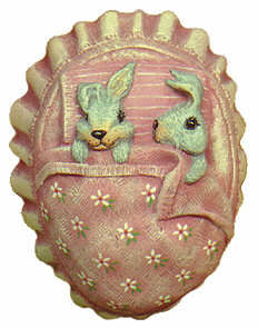Ceramic Egg Sleeping Bunnies