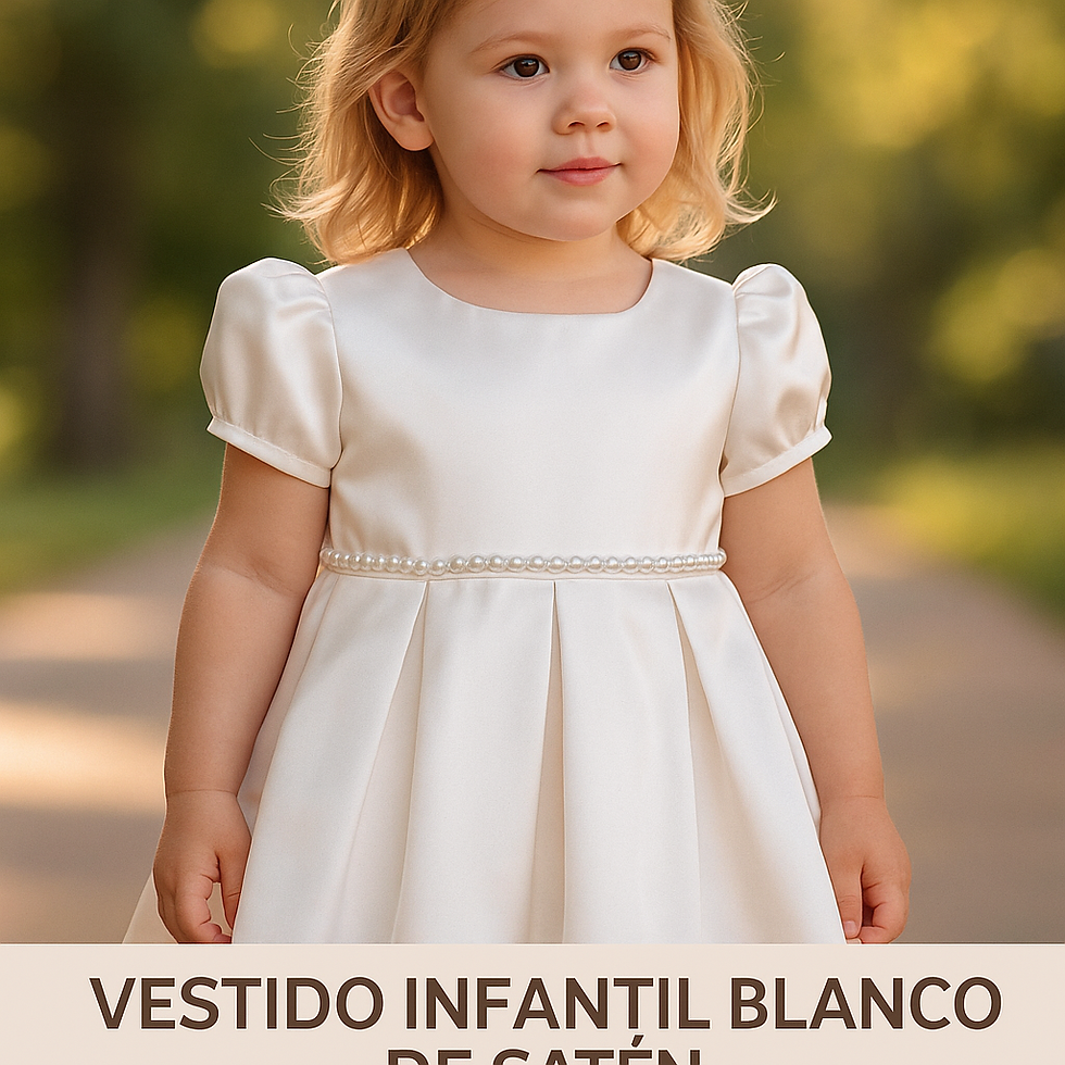Vestido Infantil Blanco de Satén 3//6 MESES