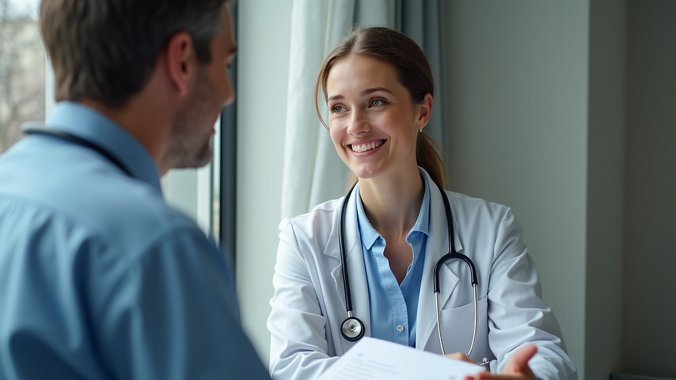 High angle view of a healthcare provider explaining insurance options to a patient