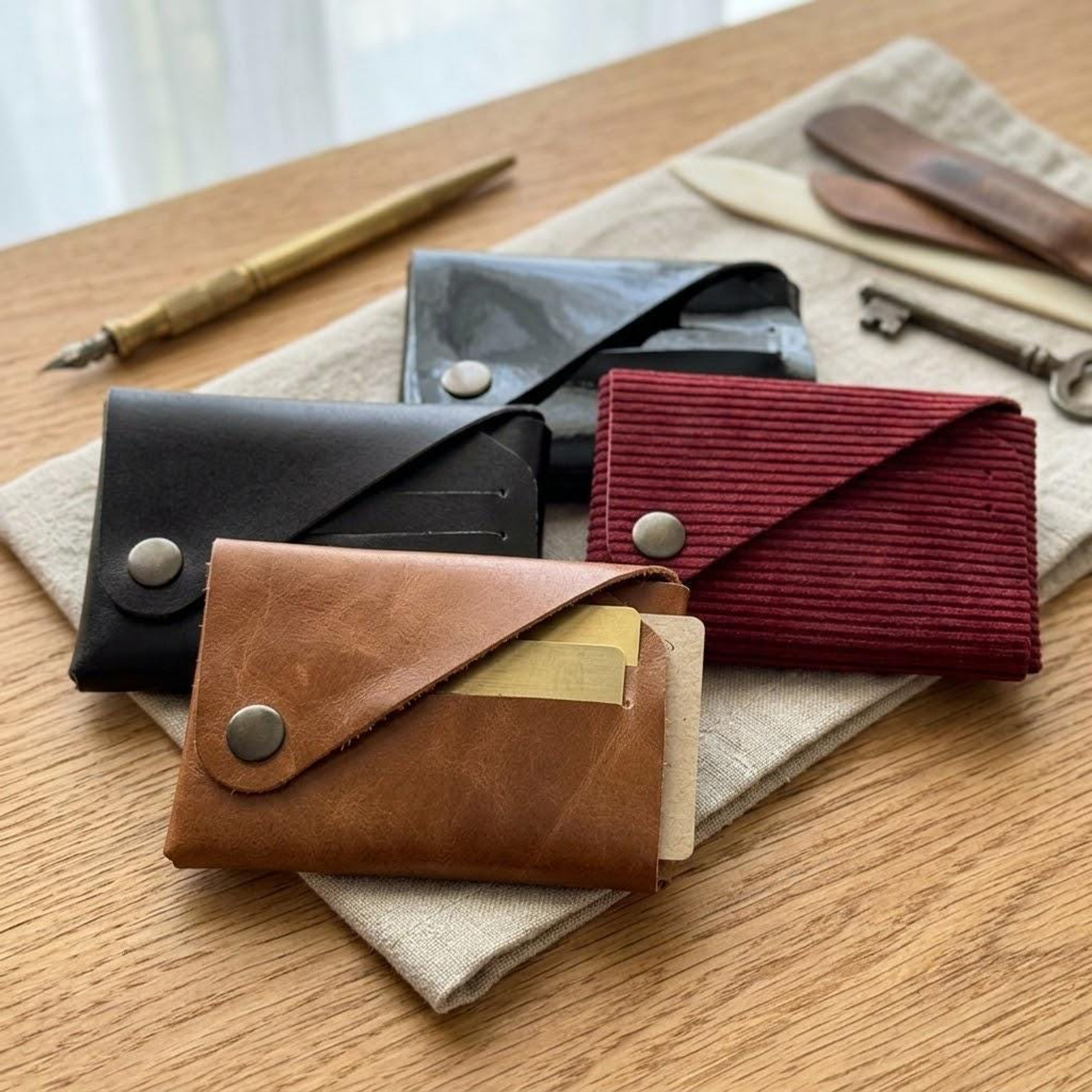 No-Sew Origami Wallet, Folded Leather Card Holder, Stitchless Minimalist Wallet