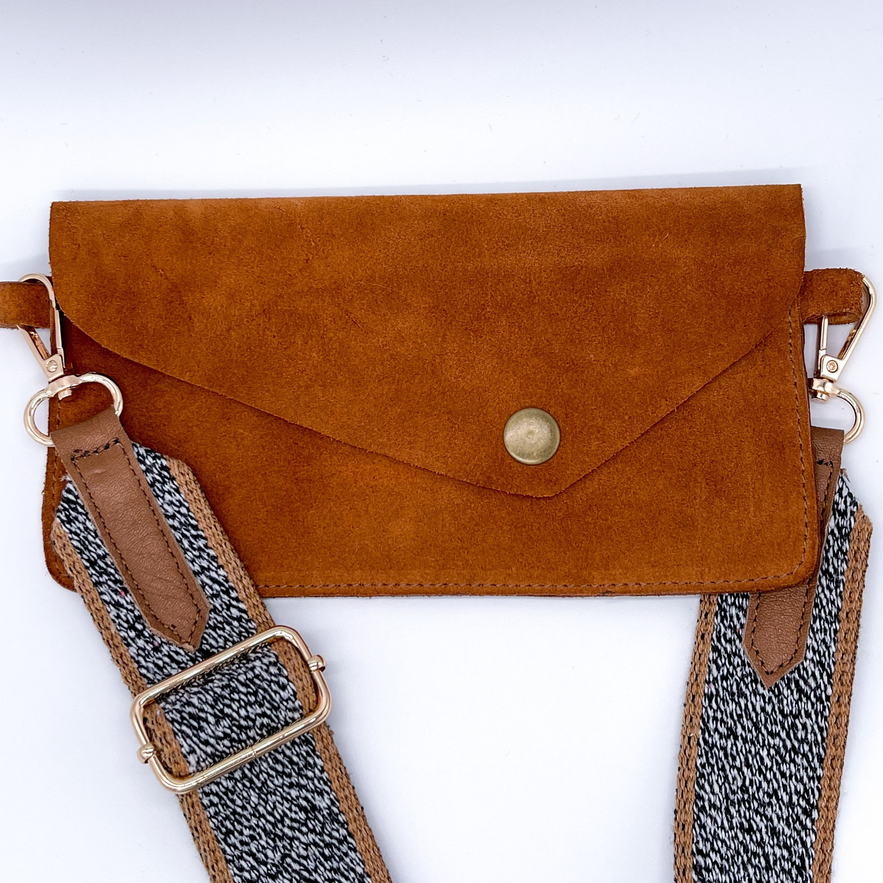 Personalized Suede Leather Close-Fitting Belt Bag, Crossbody Companion