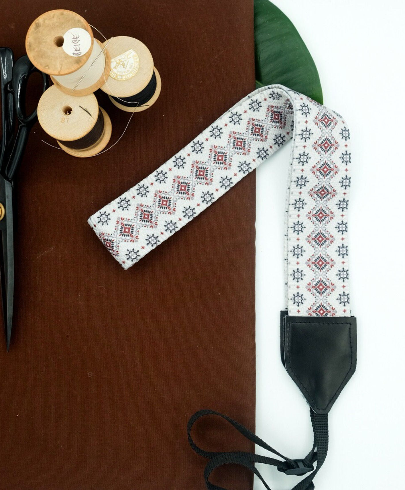 Grey and Burgundy Anatolian Handmade Camera Strap Gift