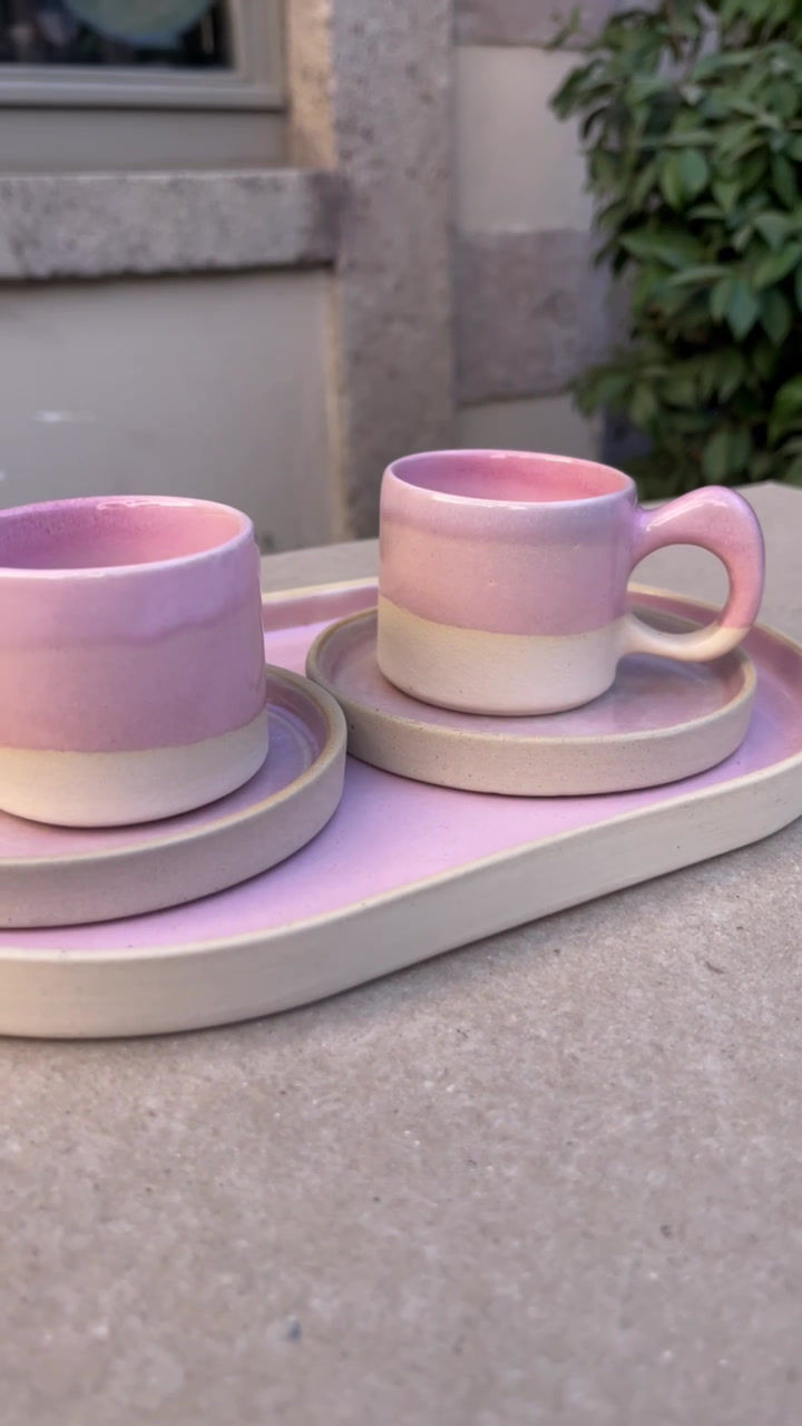 Küçük resim: PEMBE KUVARS TÜRK KAHVE FİNCANI SETİ