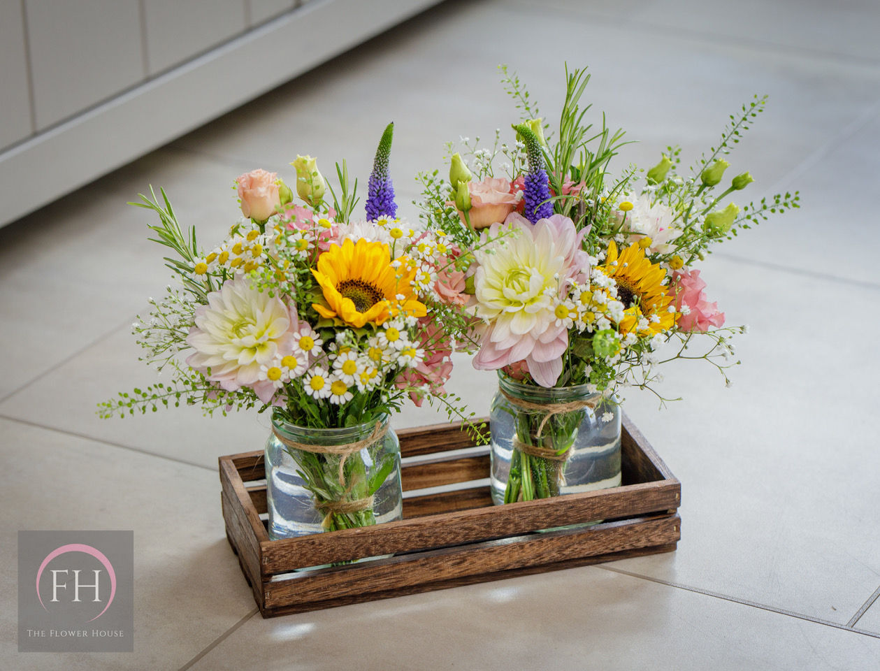 Double Jam Jar Flower Crate