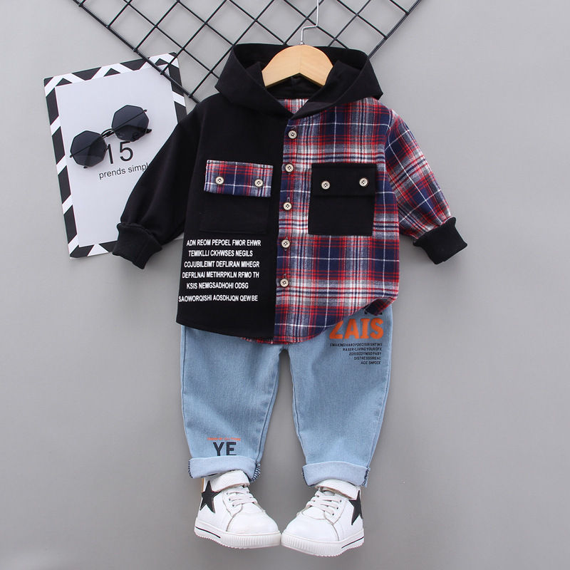Miniatura: New Spring Autumn Baby Clothes Suit Children Boys Plaid Hoodies Pants 2Pcs/Sets 