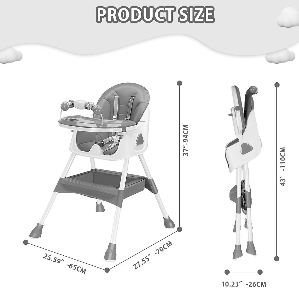 Miniatura: Foldable Baby High Chair 6 Months Plus, with Large Antislip Pad & ToyRack, Easy 