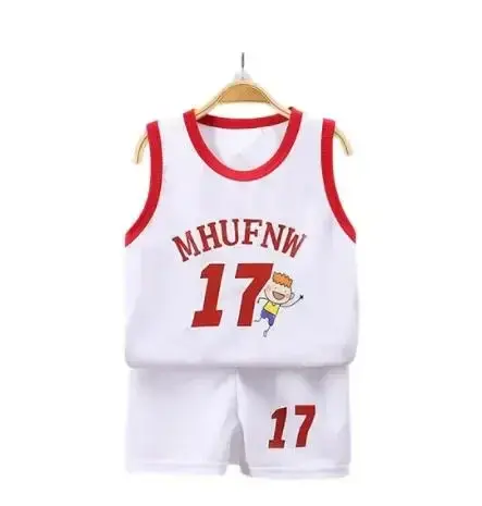Miniatura: Children Sets Summer Sleeveless Basketball T-shirts Shorts for Children Clothing