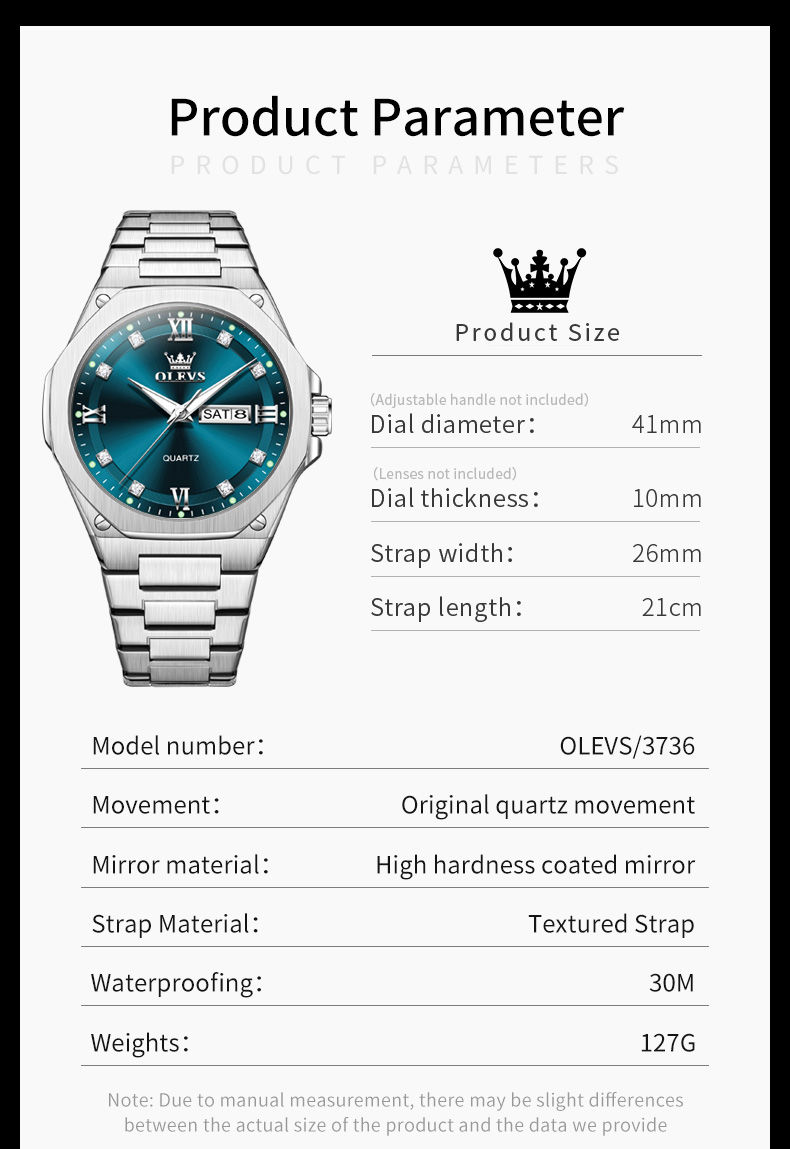 Miniatura: OLEVS 3736 Luxury Original Watches For Man Sports Quartz Watch Waterproof Lumino
