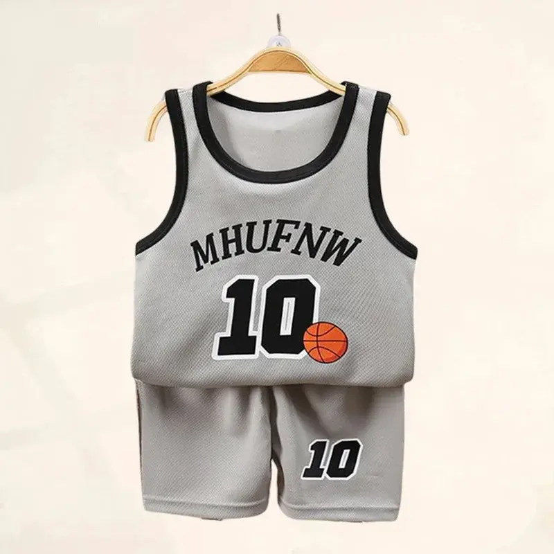 Miniatura: Children Sets Summer Sleeveless Basketball T-shirts Shorts for Children Clothing