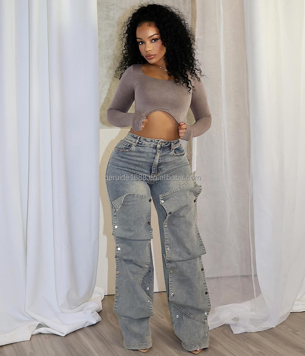Thumbnail: Wholesale Clothing Blue Baggy Denim Pants Fashion Casual High Waist Jeans Women