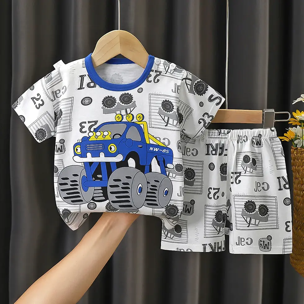 Thumbnail: 2PCS Children's Sets mother Kids Clothes Boys Girl T-shirt Shorts Summer Cotton 
