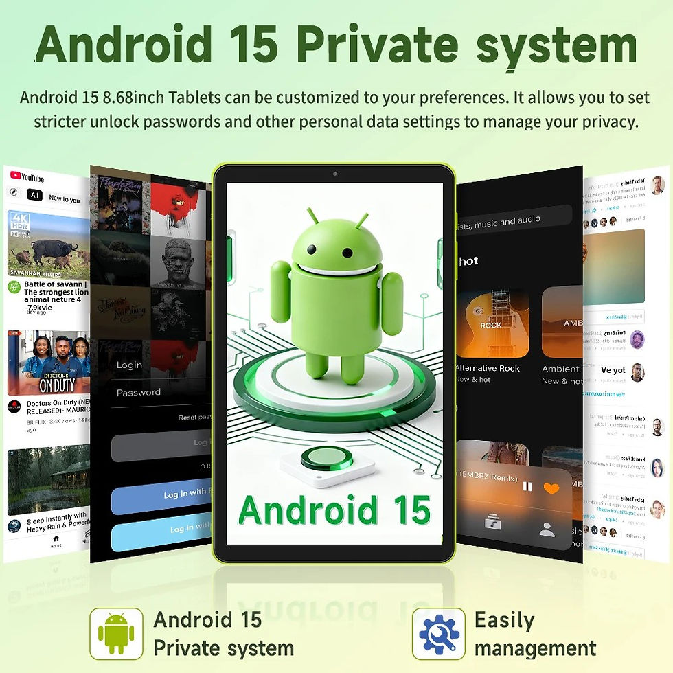 Miniaturbild: 8.68Inch 2025 Android 15 Tablets Quad-core, 8GB RAM+64GB Storage 1TB Expand, 2MP