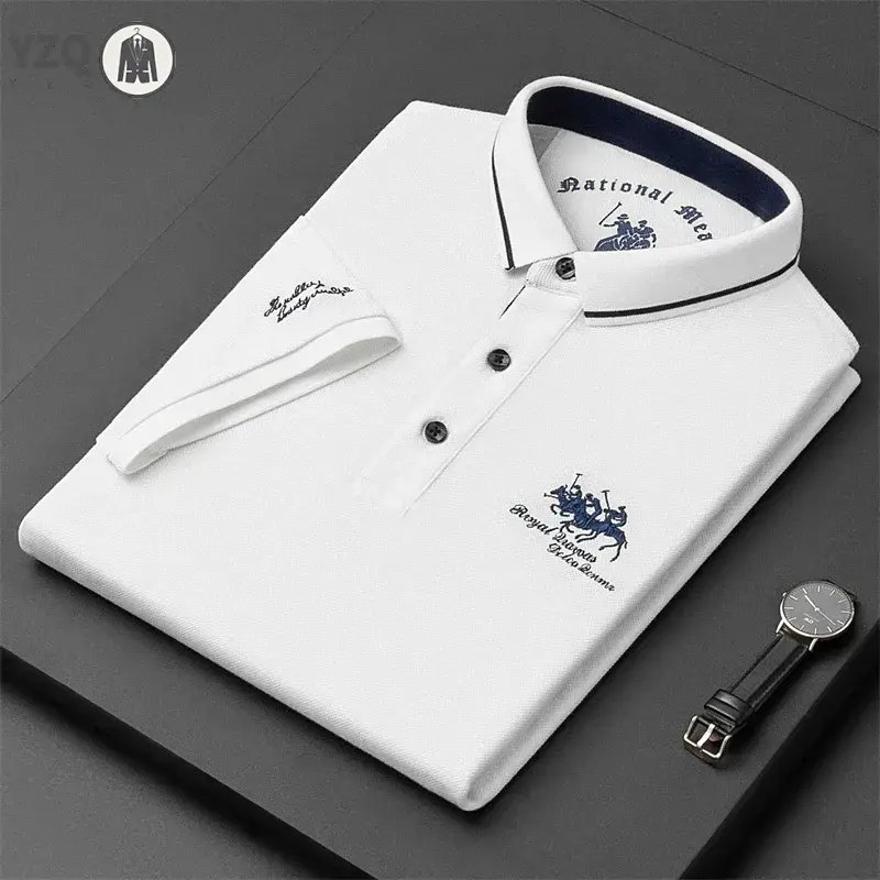 Thumbnail: Men's Embroidered Casual Fashion Short Sleeved POLO Shirt Summer Comfortable Top