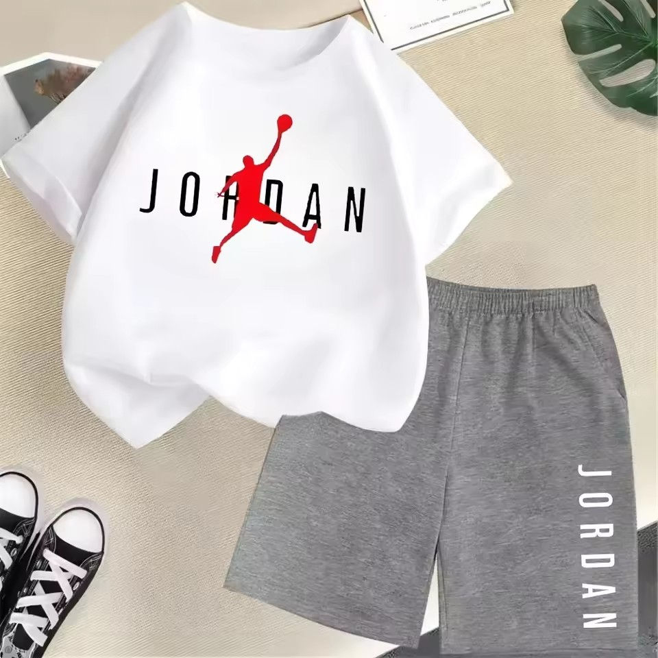 Miniatura: Summer Short Sleeve Children Set Slam Dunk Master Pattern Print Sports T-shirt+S