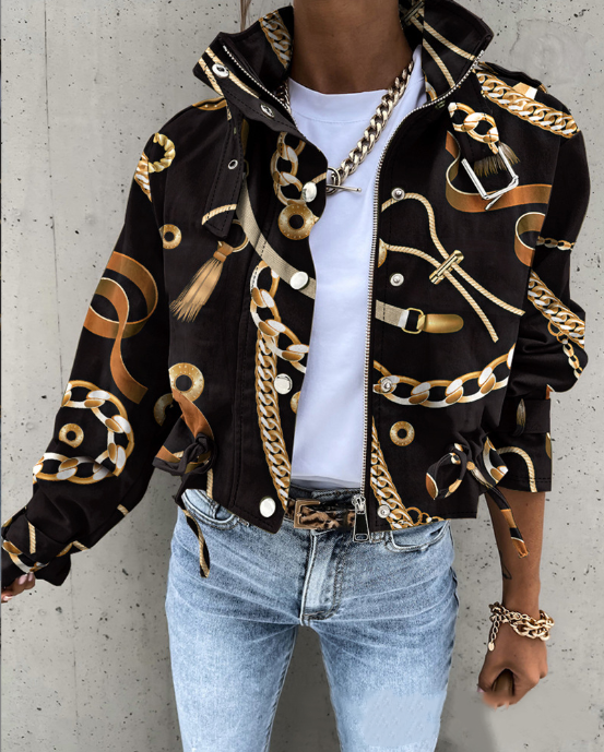 Thumbnail: Woman Jacket Clothing Streetwear Autumn &winter Elegant Slim Round Neck Solid Po