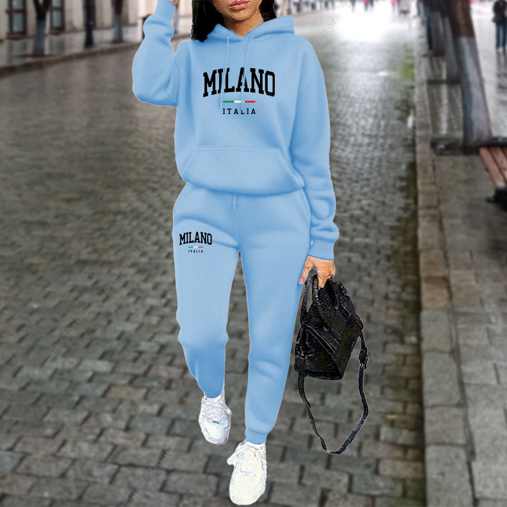 Autumn Winter Women's Sets 2pcs Hoodies Pants Suit Sports Outfits 2025 MILANO Le