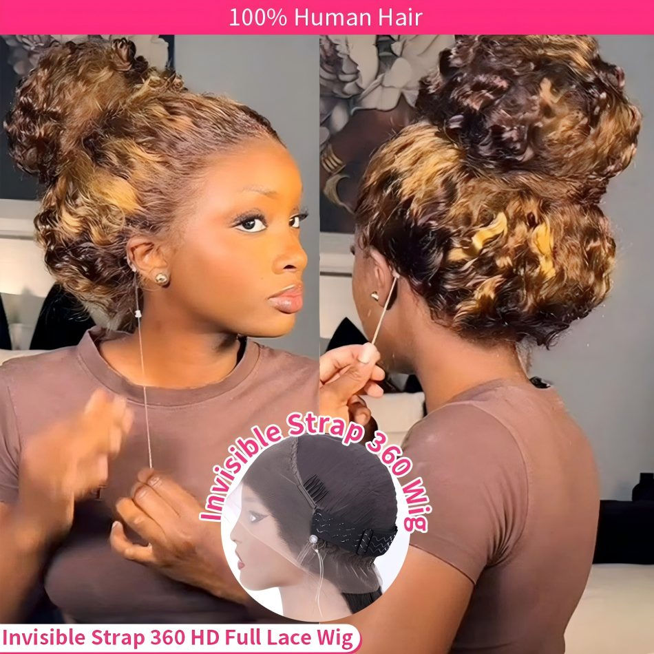 Thumbnail: Highlight 360 Full Lace Wig Human Hair Pre Plucked Hd Deep Wave Frontal Wig Invi