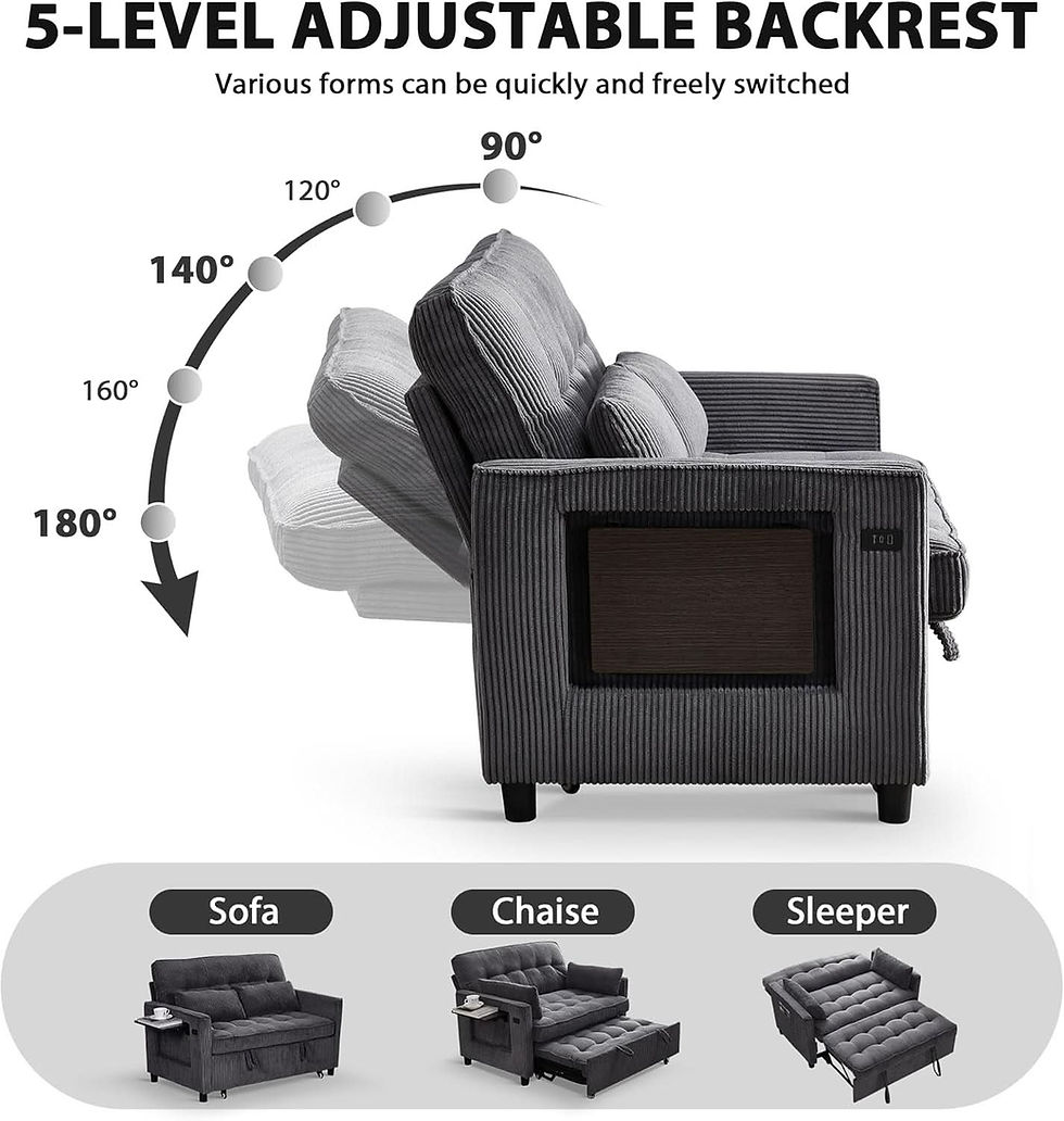 Thumbnail: 55Inch Convertible Sleeper Sofa With USBPort Corduroy