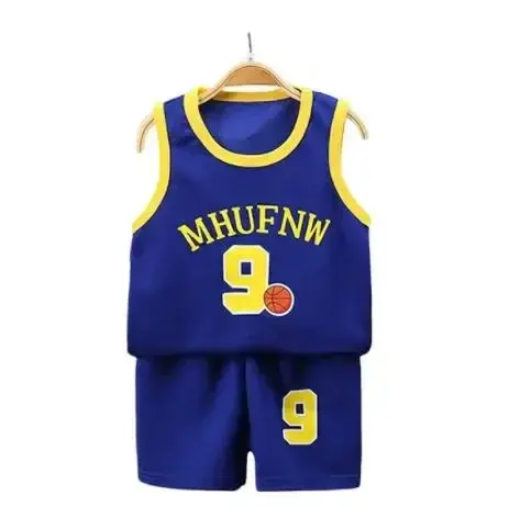 Miniatura: Children Sets Summer Sleeveless Basketball T-shirts Shorts for Children Clothing