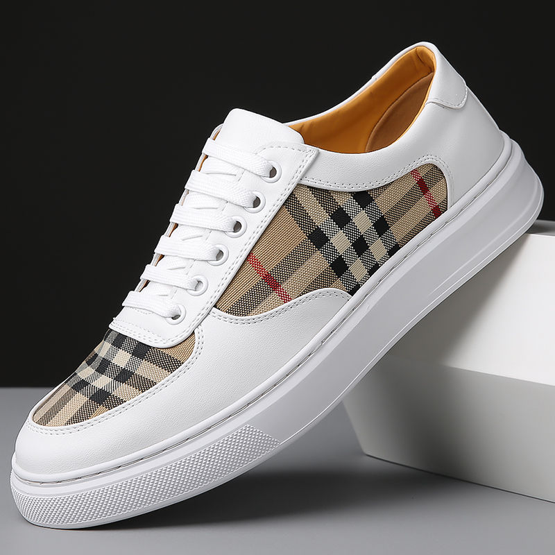 Thumbnail: Men Classic Checkered Patchwork Thick Soled Casual Board Shoes Shock-absorbing B