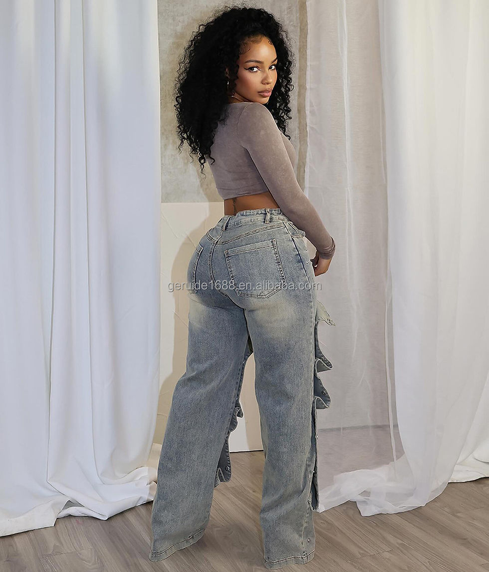 Thumbnail: Wholesale Clothing Blue Baggy Denim Pants Fashion Casual High Waist Jeans Women