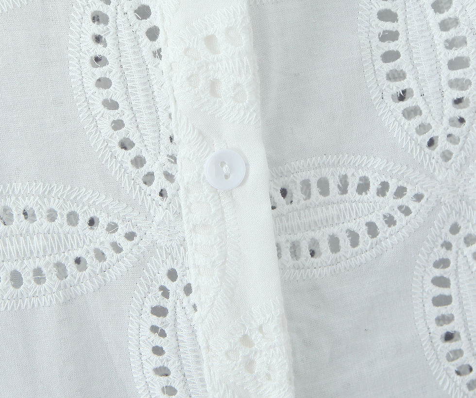 Thumbnail: 2 Pieces 1 Set 2025 Sexy Women White Embroidery Hole Loose Short Sleeve Shirt Ba