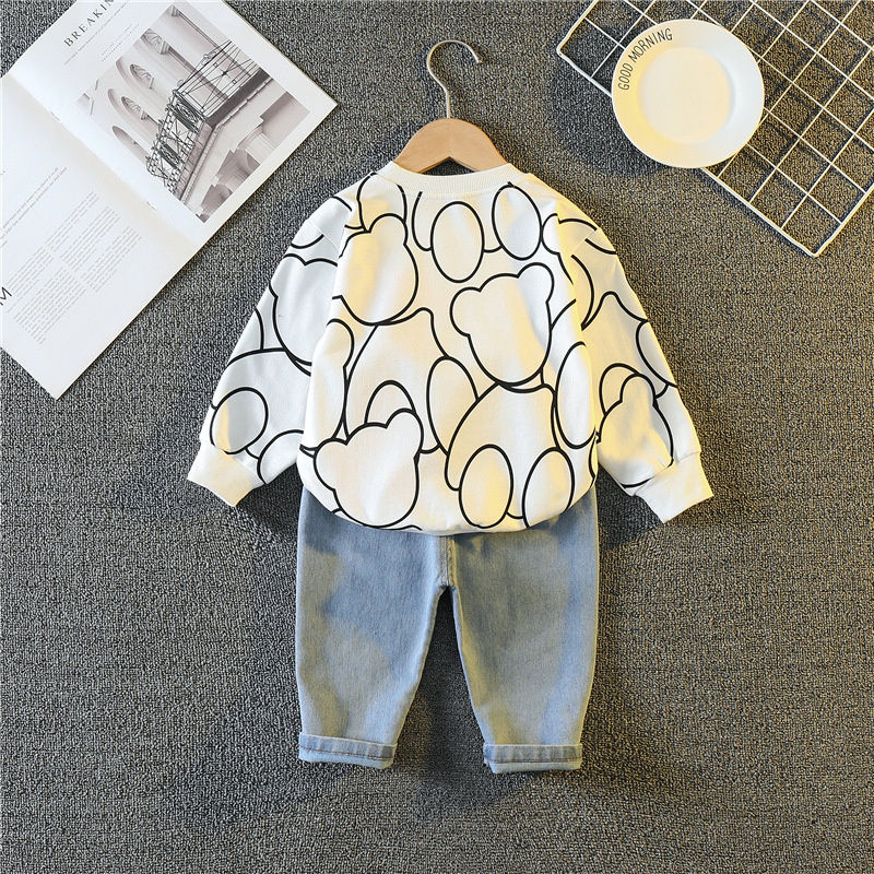 Thumbnail: New Spring Autumn Baby Girl Clothes Children Boys Fashion Cartoon T-Shirt Pants 
