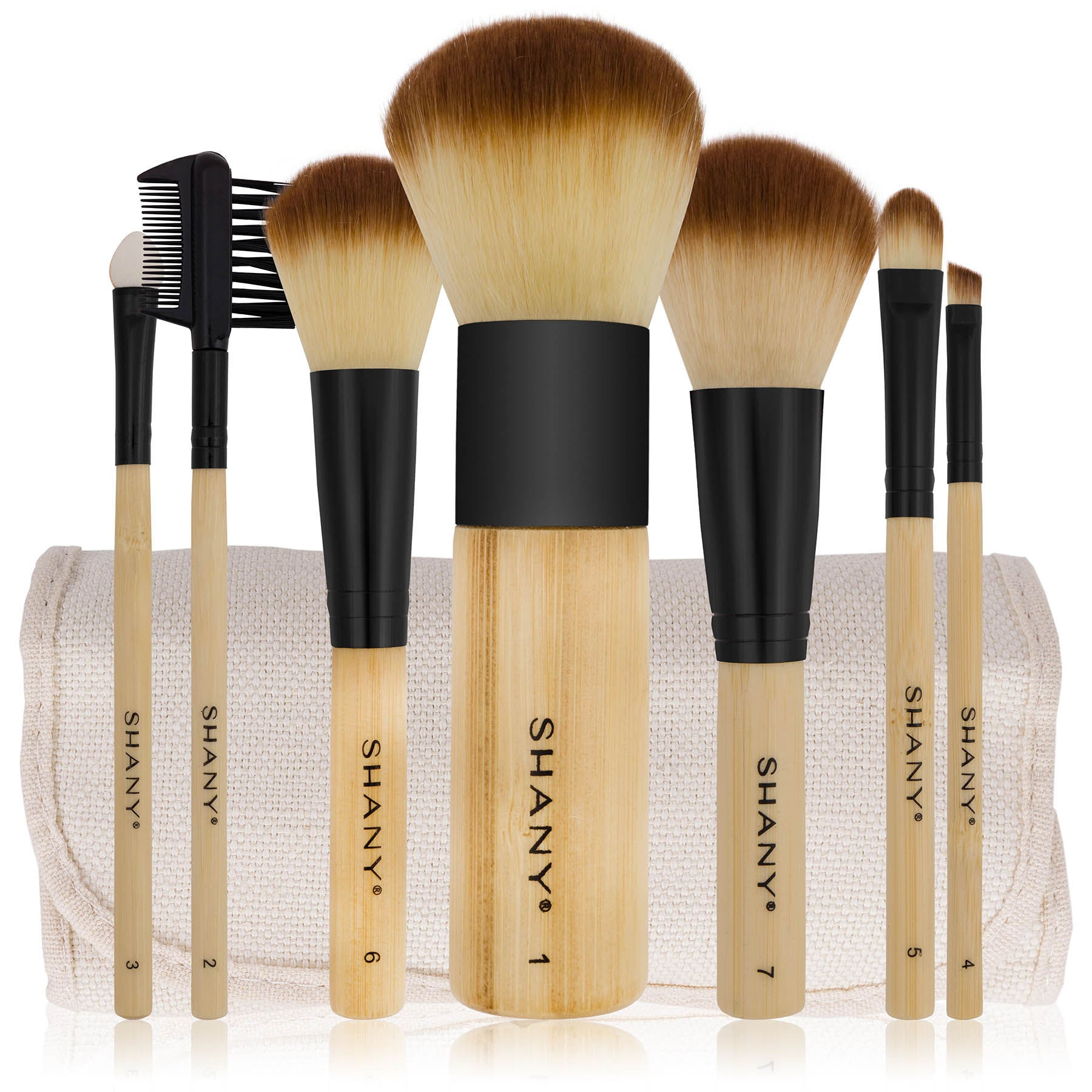 SHANY Bamboo Makeup Brush Set - Vegan Professional Makeup Brushes With Premium Synthetic Hair & Cotton Pouch for Easy Brush Storage - SHOP - BRUSH SETS - ITEM# SH-BR007-PARENT