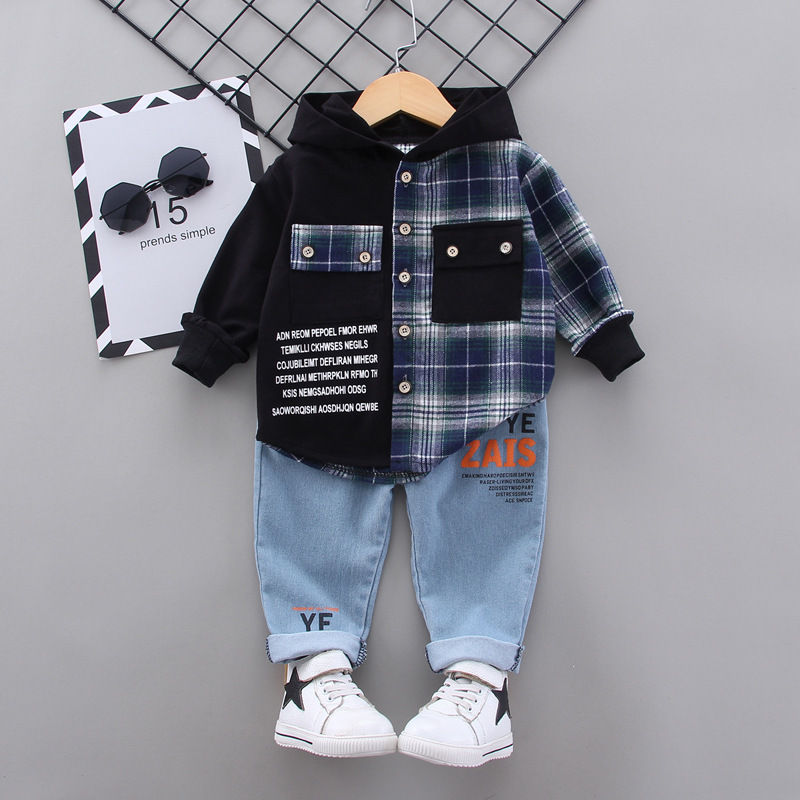 Miniatura: New Spring Autumn Baby Clothes Suit Children Boys Plaid Hoodies Pants 2Pcs/Sets 