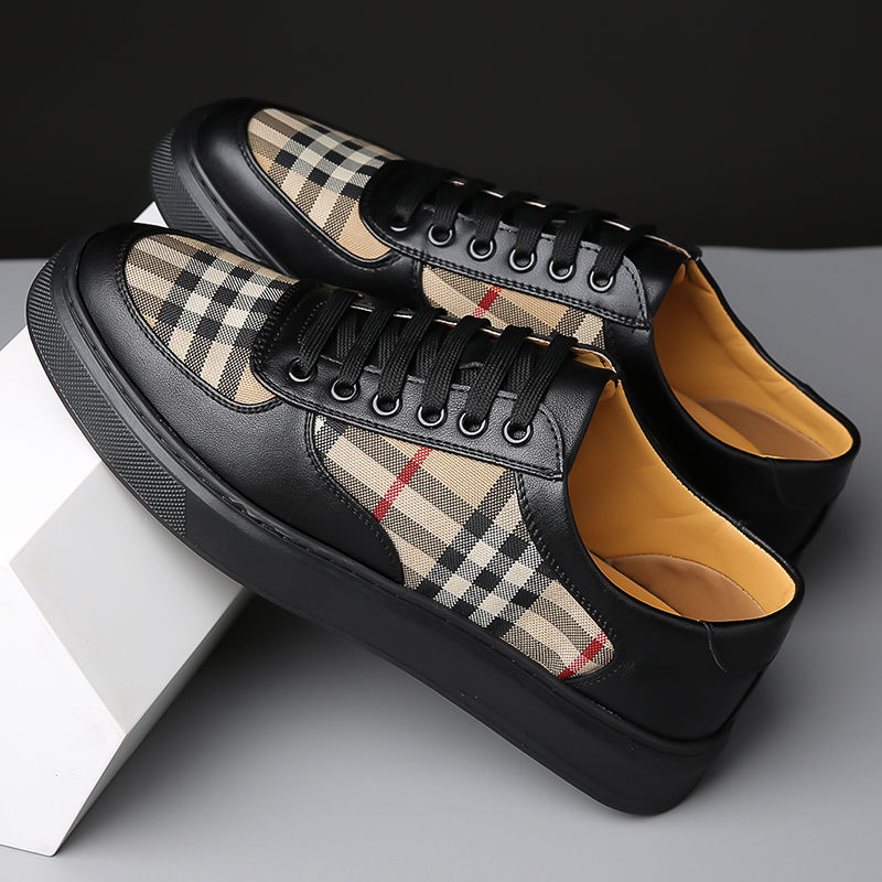 Miniature : Men Classic Checkered Patchwork Thick Soled Casual Board Shoes Shock-absorbing B