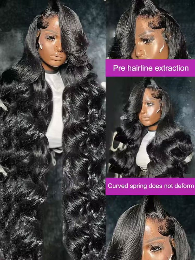 Thumbnail: 40 42 Inch Body Wave Human Hair Wigs 250% Density 13x6 HD Lace Front Human Hair 
