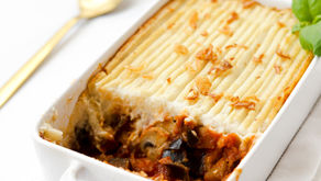 Empadão de Cogumelos e Beringela com Puré de Couve Flor - Vegan e Low Carb