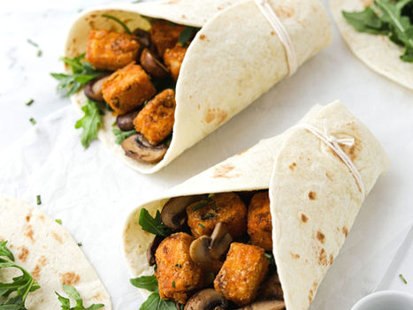 Wrap com Tofu Crocante e Cogumelos