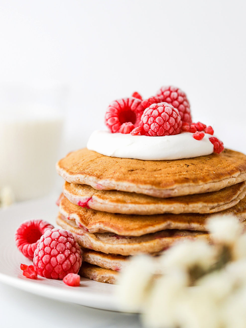 Panquecas Vegan de Espelta e Framboesas