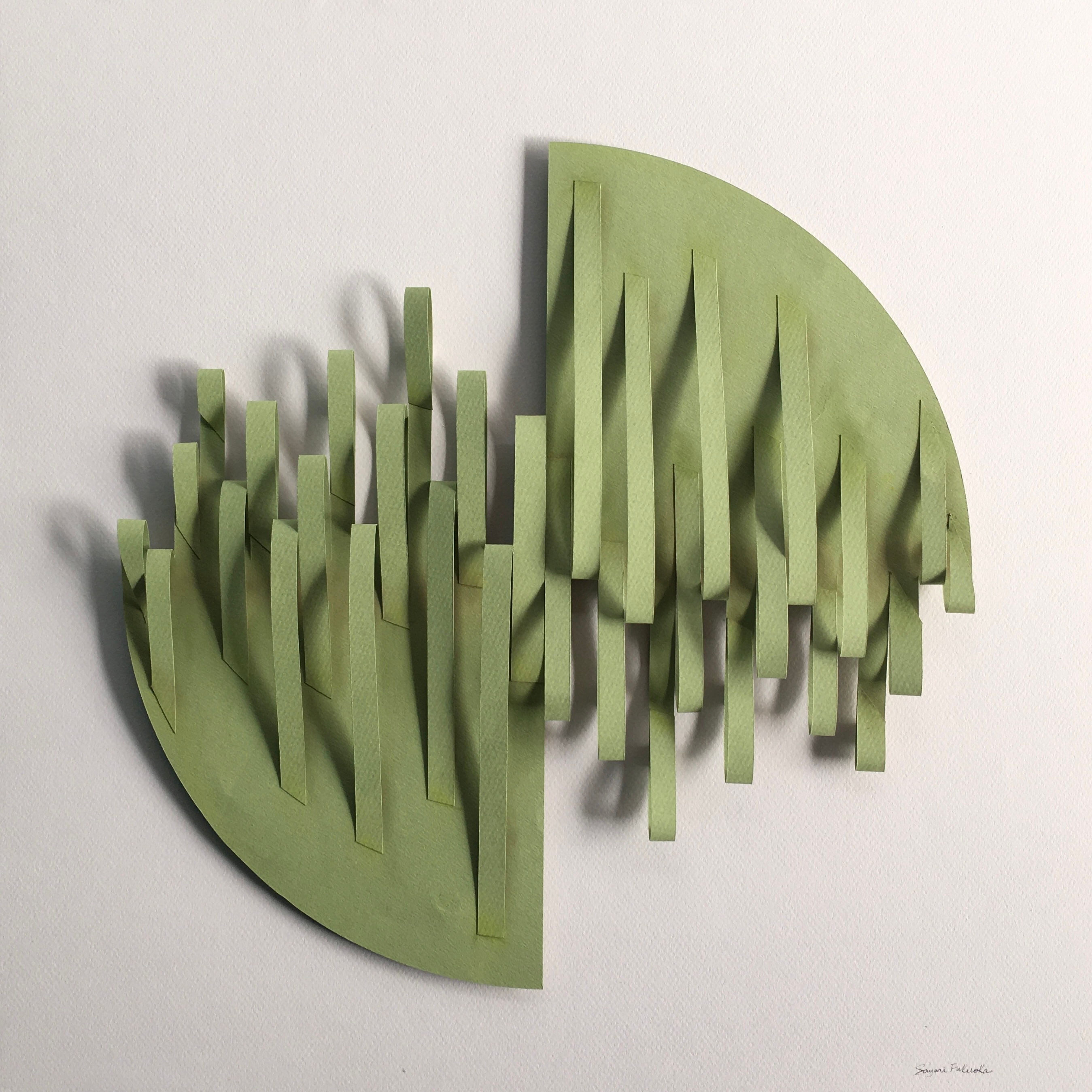 quadro abstrato verde - escultura em papel - Sayuri Fukuoka