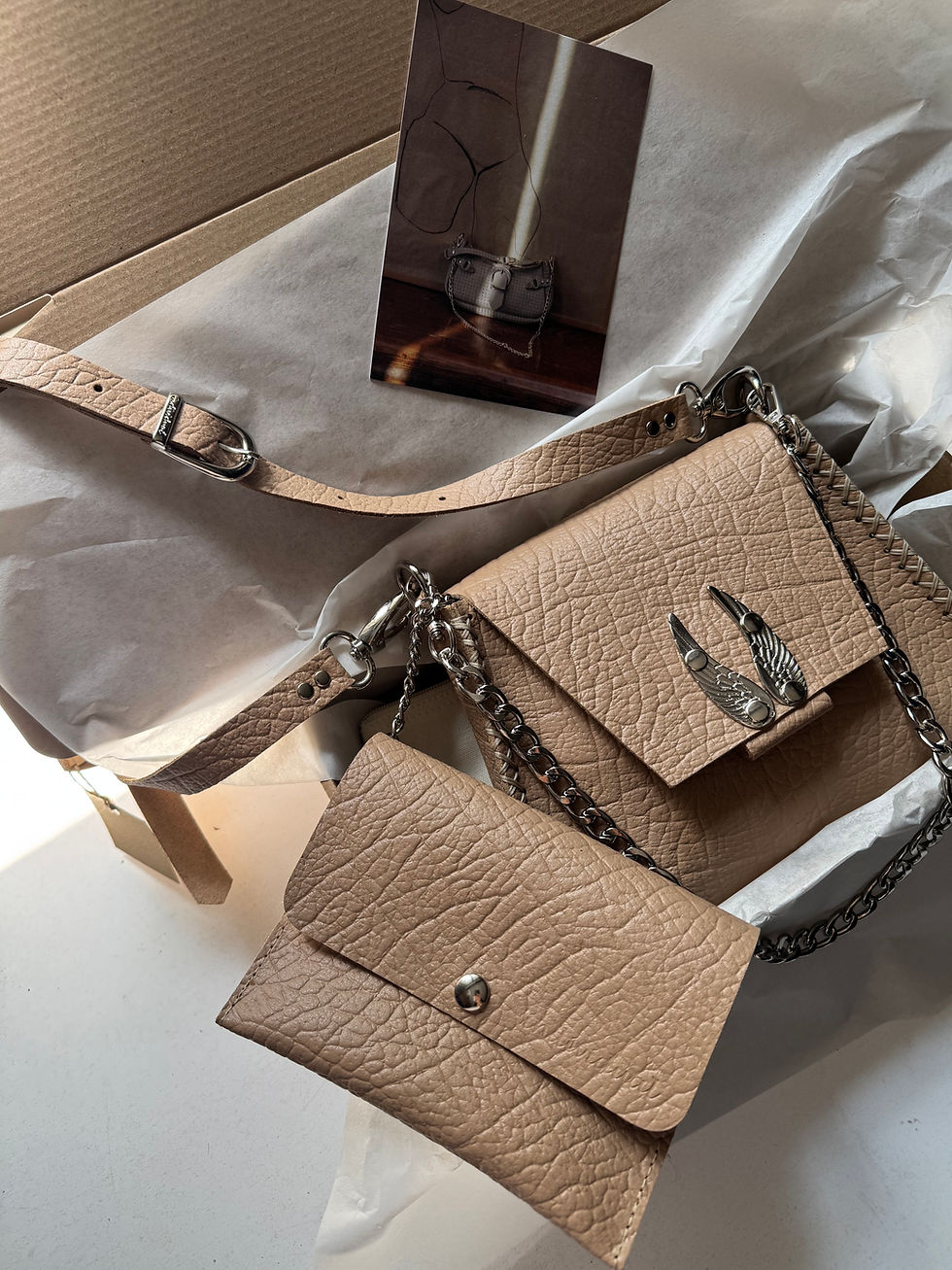 Thumbnail: "Wings" shoulder bag, *smaller size*, mocha, nickel, sample