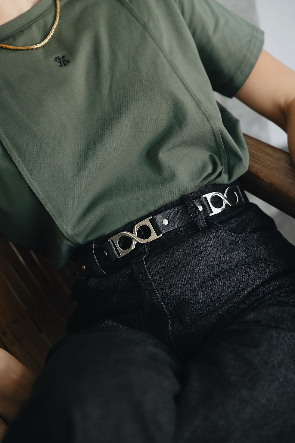 Thumbnail: "Shockwaves" leather belt, nickel, sample