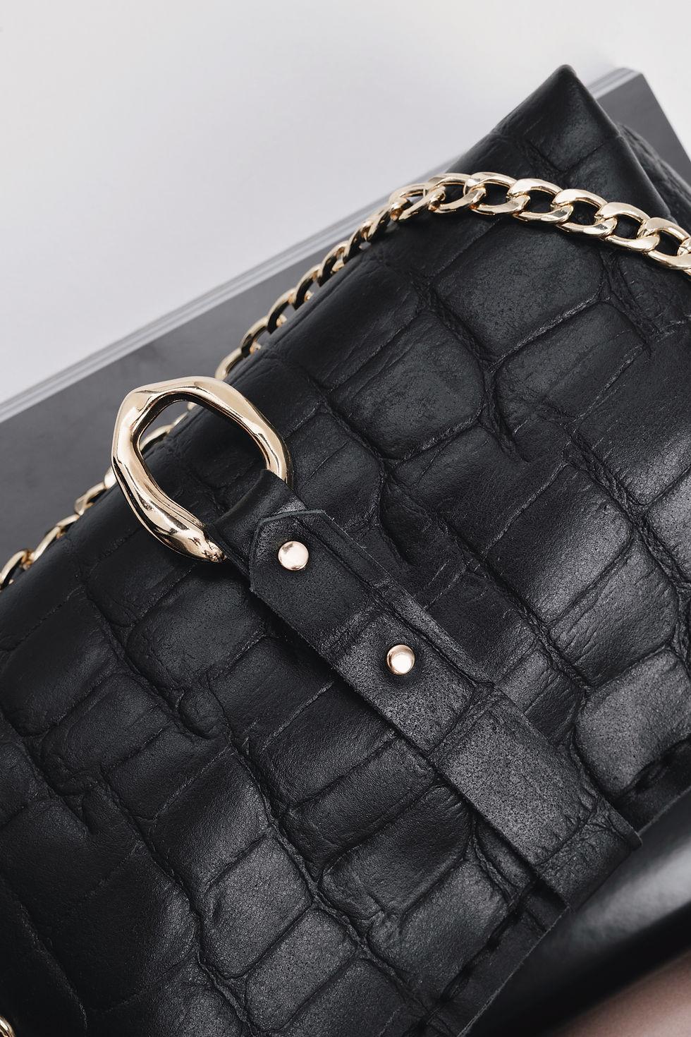 Thumbnail: "Mexican moon" shoulder bag, black croc