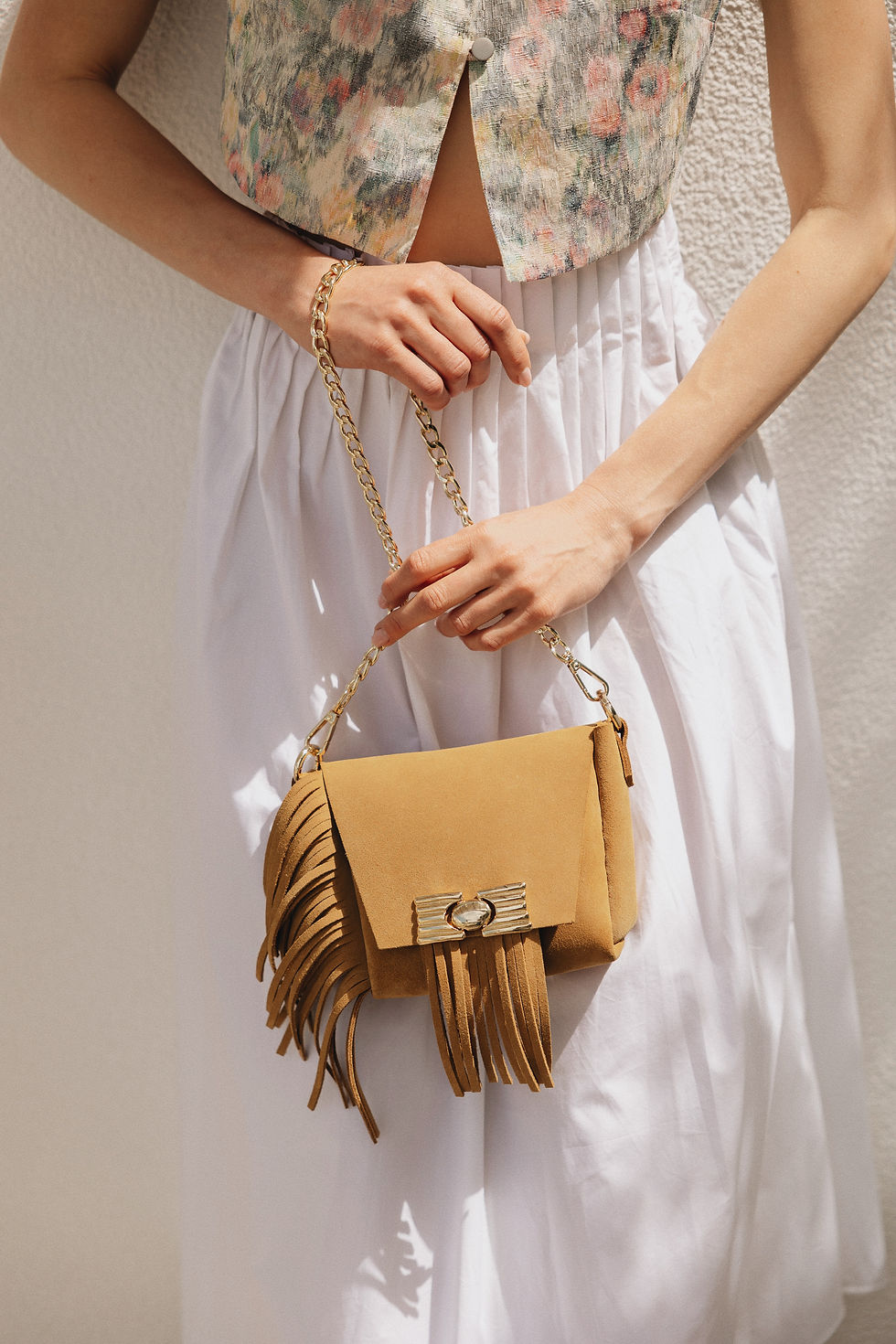 Thumbnail: "Woman" shoulder bag, honey suede