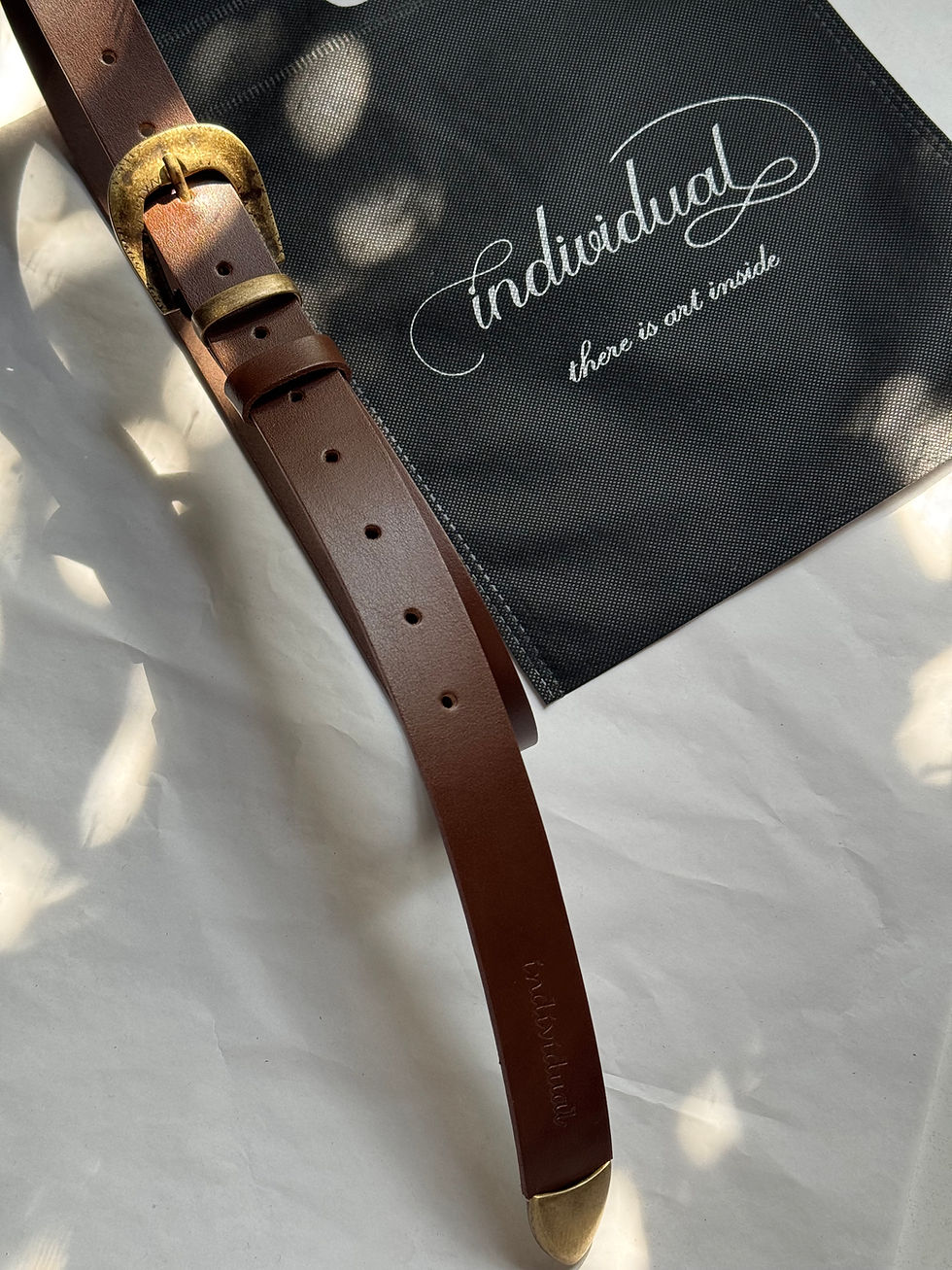 Thumbnail: "Memory" leather belt, brown, bronze, sample