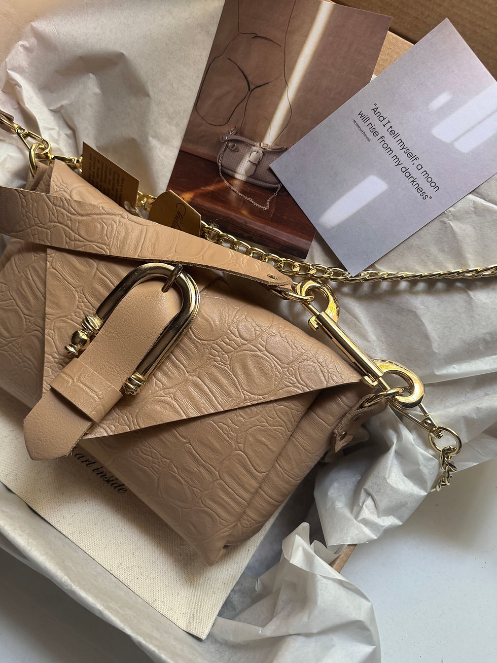 Thumbnail: "Move" shoulder bag, mocha, gold, sample