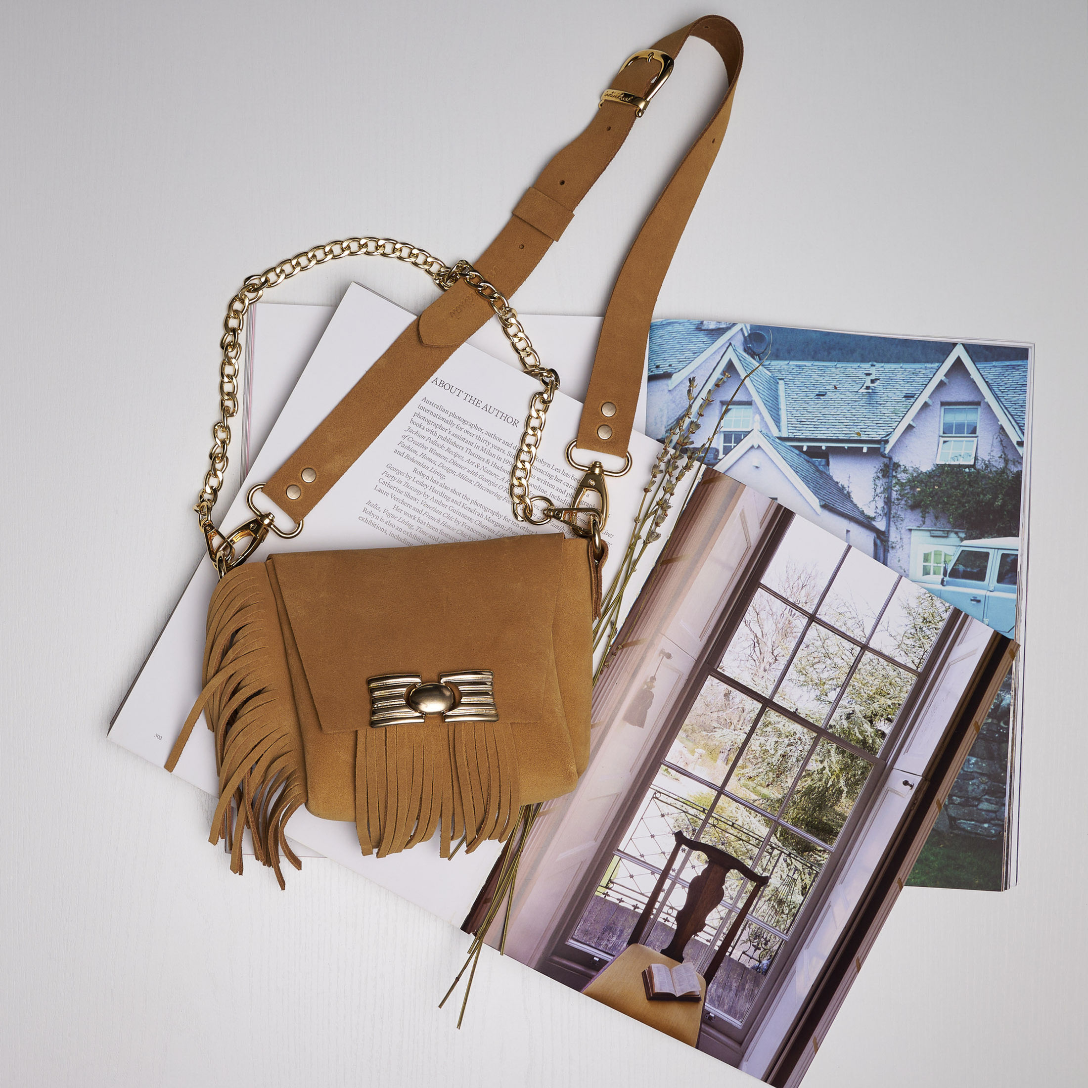 "Woman" shoulder bag, honey suede