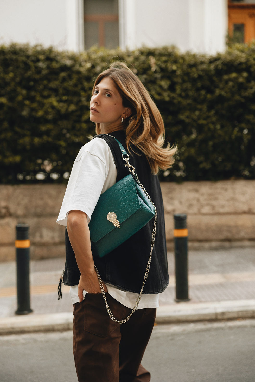 Thumbnail: "On my mind" shoulder bag, forest green, *bigger size*